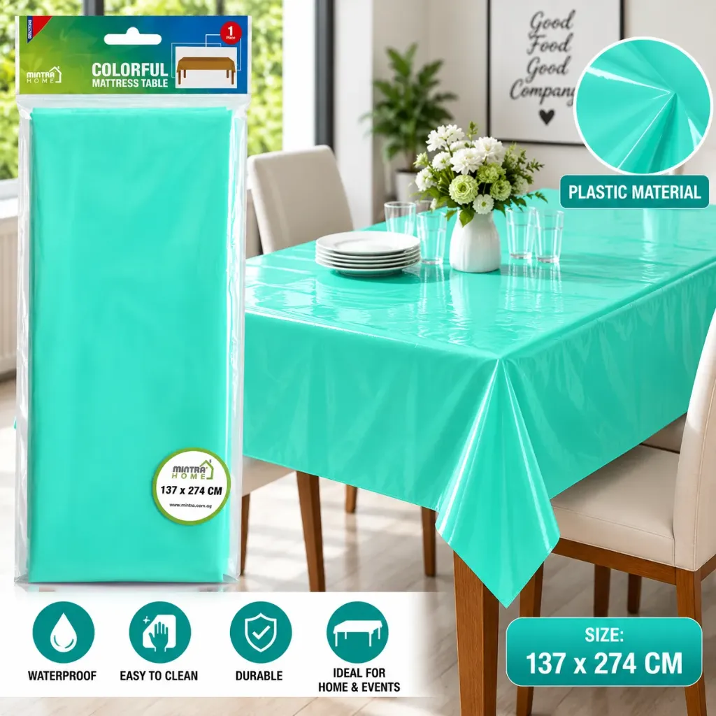 [97602] Plastic Table Covers (LIGHT GREEN) 1.37mx2.74m
