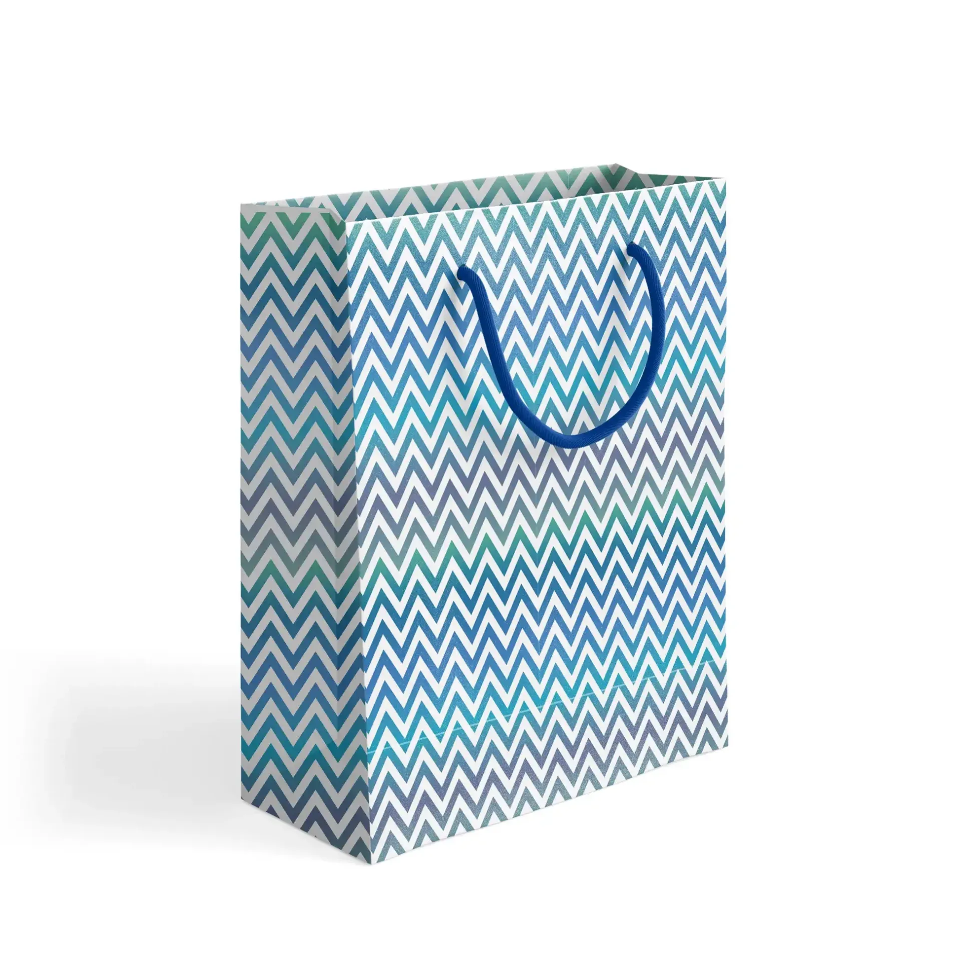 [14992] Gift bag Size 28.5x46cm Blue zig zag bag