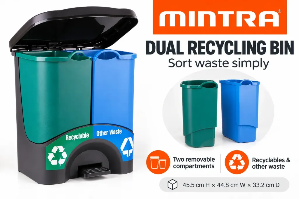 [5294] Double Recycling Bin 20L x 20L (Mintra)