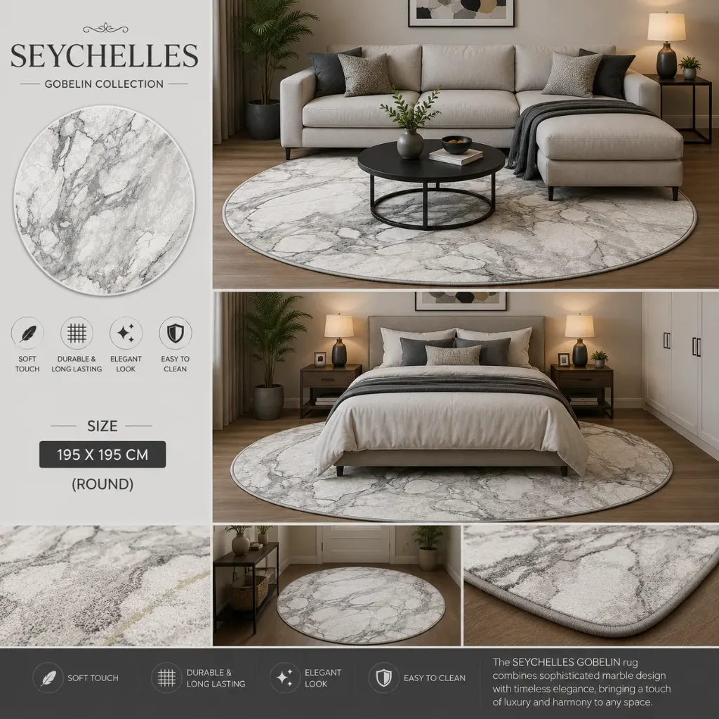[694/Q13 E] SEYCHELLES GOBELIN 195X195CM (ROUND)