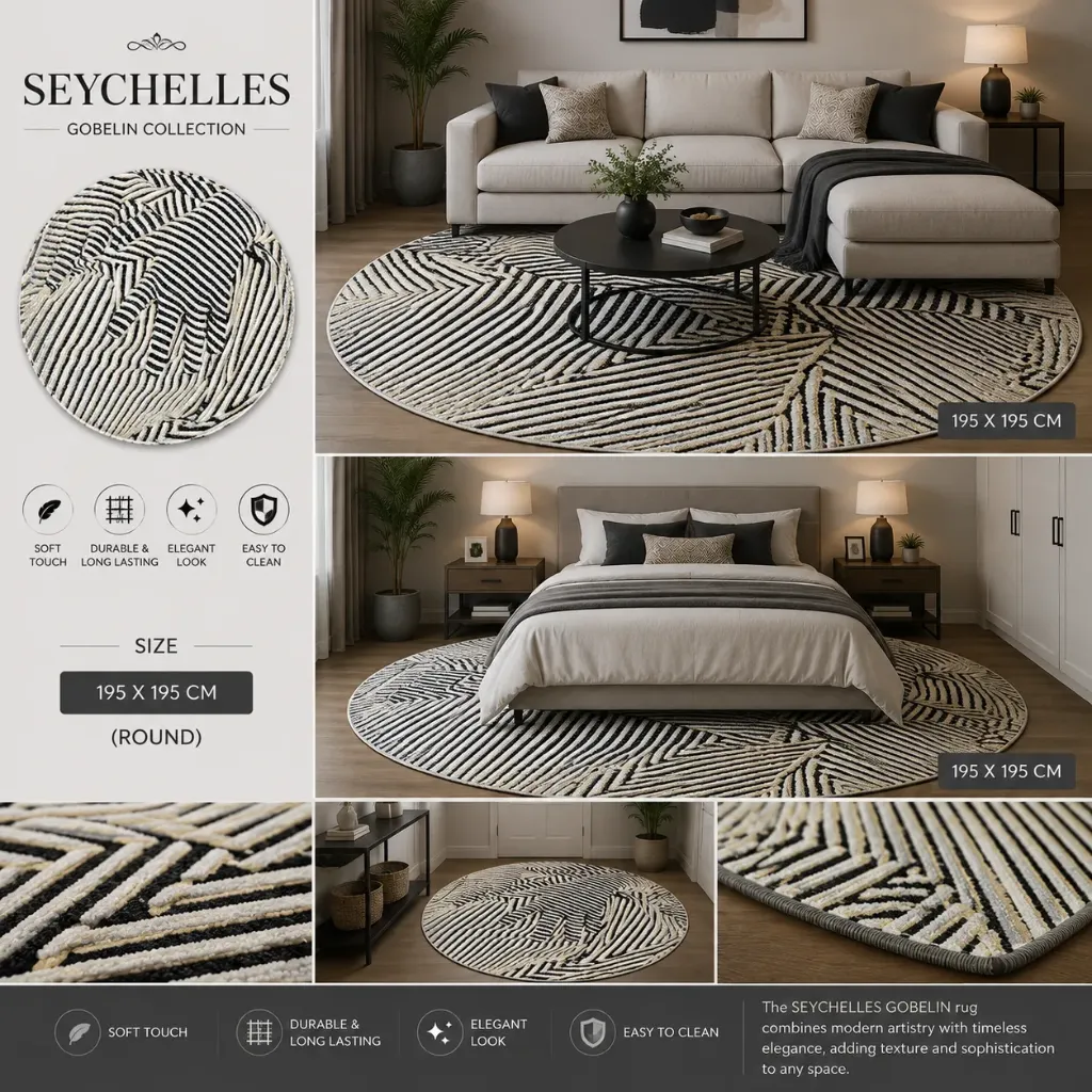 [1070/Q13 X] SEYCHELLES GOBELIN 195X195CM (ROUND)
