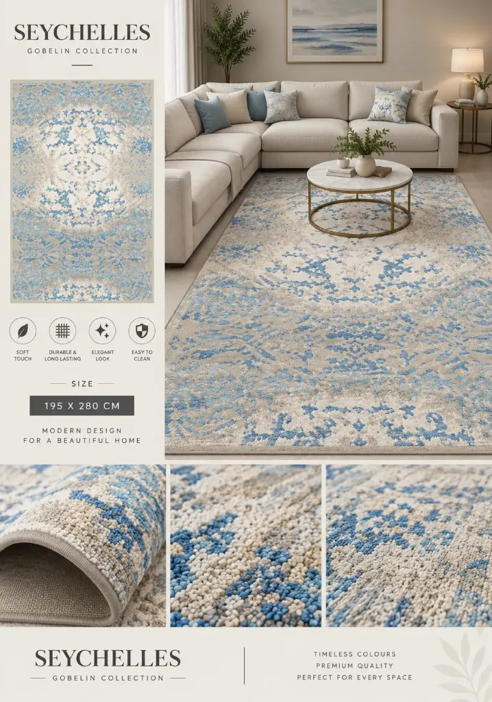 [825-Q41-B] SEYCHELLES GOBELIN 195X280 CM