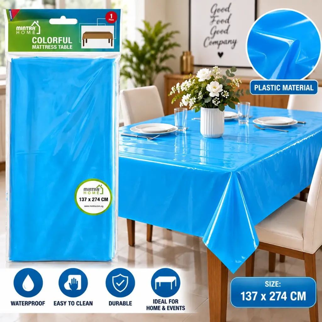 [97599] Plastic Table Covers  (BLUE) 1.37mx2.74m