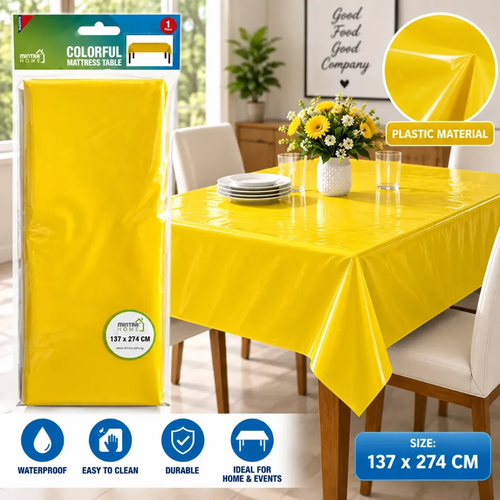 [97598] Plastic Table Covers  (YELLOW)   1.37mx2.74m