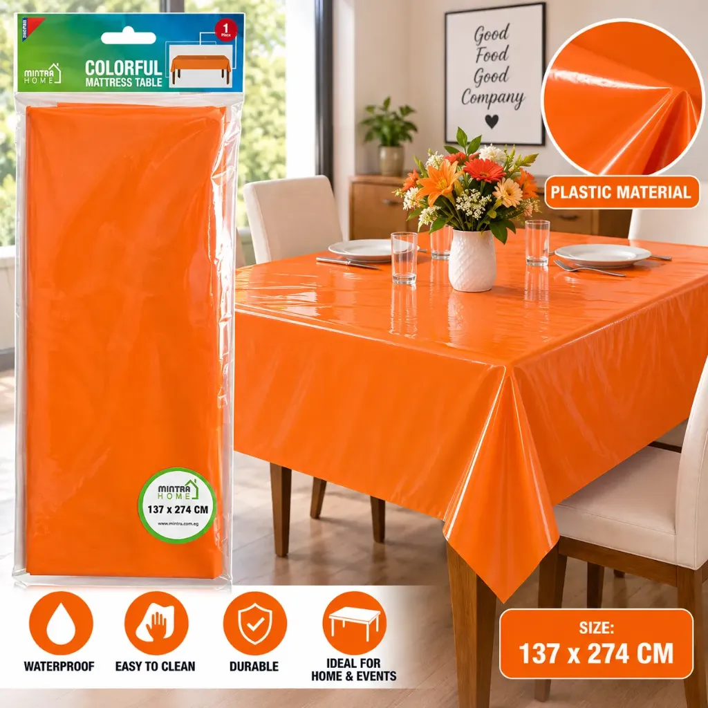 [97597] Plastic Table Covers (ORANGE)  1.37mx2.74m