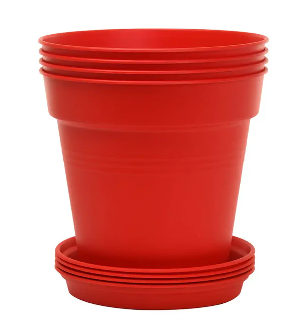[99040] flower pot 170 mm with plate 140 mm 4 per pack(ASSORTED )