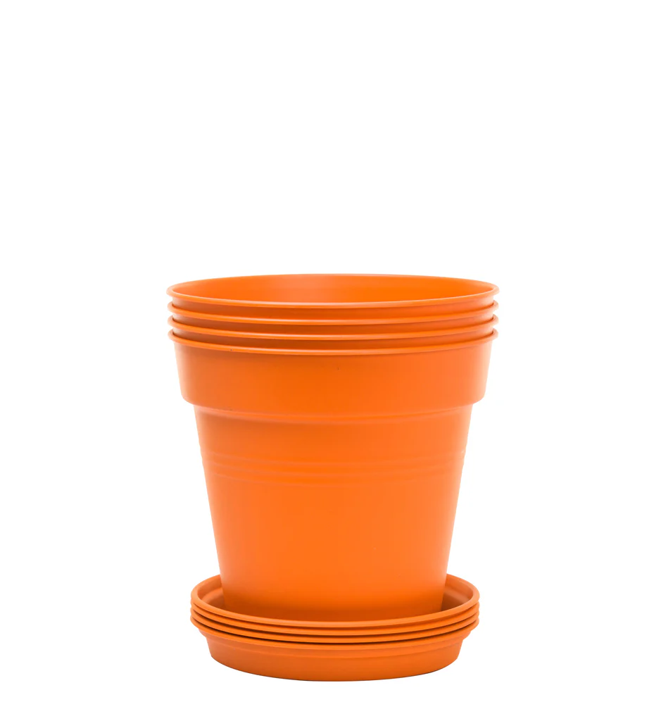 [9037] Flower pot 110 mm with plate 100 mm 4 per pack (Mintra)