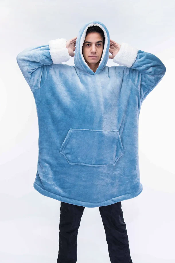 [9357] Oversized Microfiber LARGE size Wearable Blanket with Sherpa