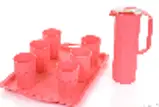 [6511] 6 unbreakable cup 380ml + 1 unbreakable pitcher 1.4L+ 1 rectangular tray 36x28cm -Assorted-